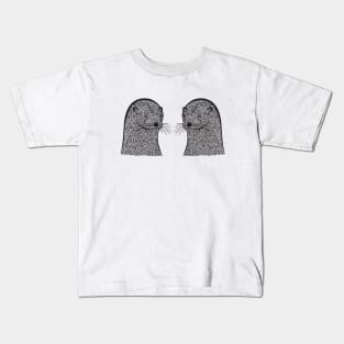 Otters in Love - cool and cute animal design - on white Kids T-Shirt